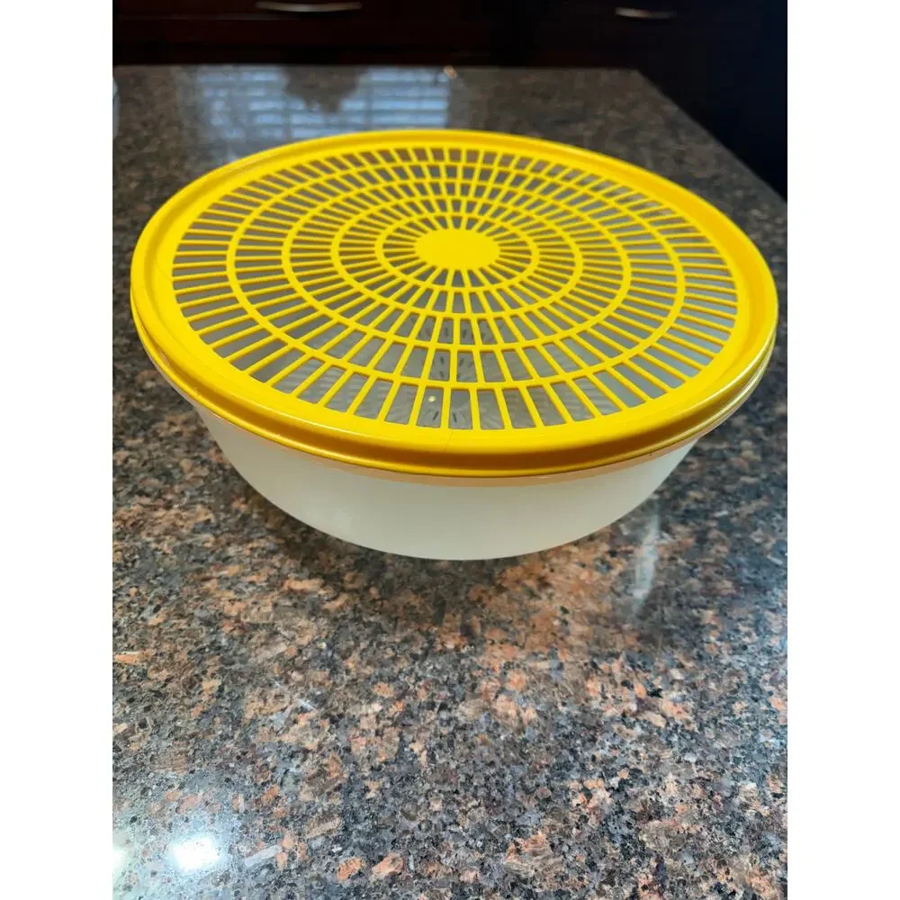 Vintage Tupperware Colander Strainer Bowl Set Yellow 10